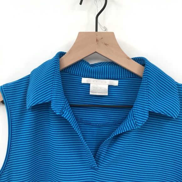 Nike Golf Dri-Fit Polo Tank Top shirt Blue stripe - Picture 2 of 9